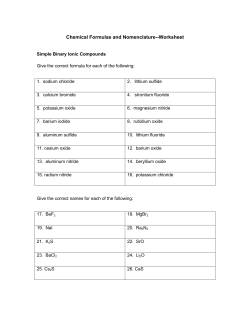 Chemical Formulas and Nomenclature