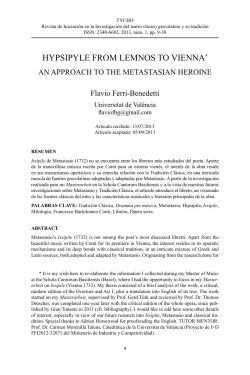 Hypsipyle from lemnos to Vienna