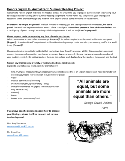 Honors English II - Animal Farm Summer Reading Project