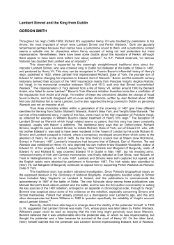 Lambert Simnel and the king from Dublin