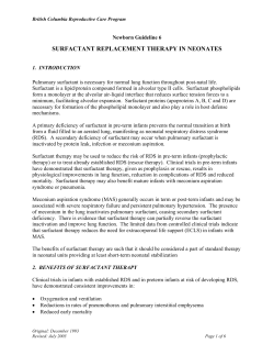 Surfactant Replacement Therapy in Neonates