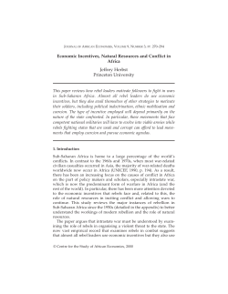 Economic Incentives, Natural Resources and Conflict