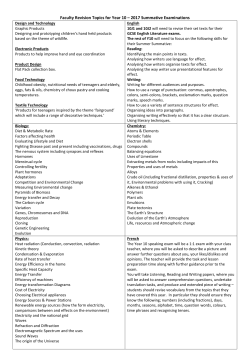 Faculty Revision Topics for Year 10