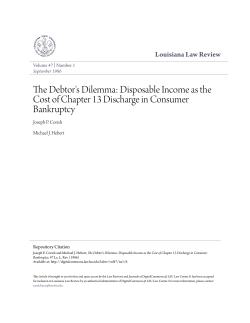 The Debtor`s Dilemma: Disposable Income as the Cost of Chapter