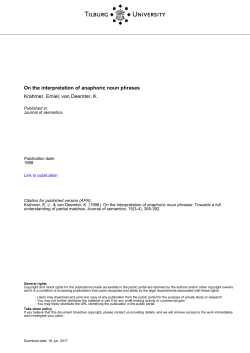 Tilburg University On the interpretation of anaphoric noun phrases