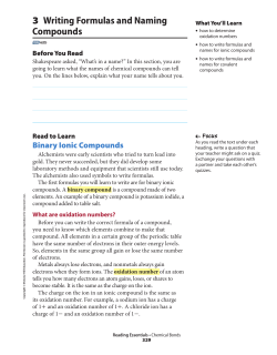 3 Writing Formulas and Naming Compounds