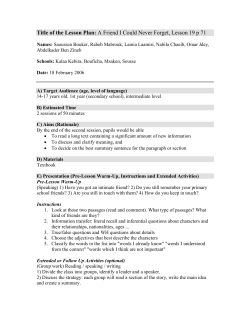 Title of the Lesson Plan: A Friend I Could Never Forget, Lesson 19 p