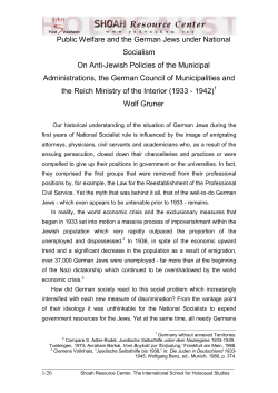 The Historian Wolf Gruner about Public Welfare and the German Jews