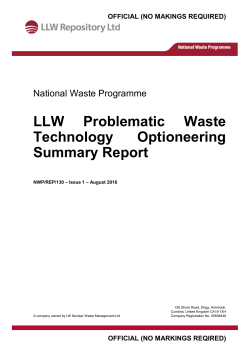LLW Problematic Waste Technology Optioneering Summary Report
