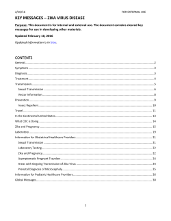 key messages &ndash; zika virus disease