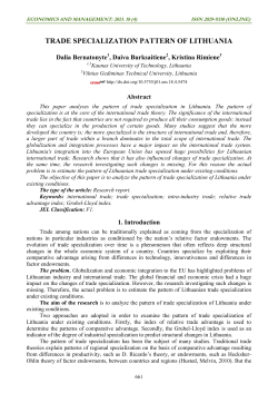 TRADE SPECIALIZATION PATTERN OF LITHUANIA