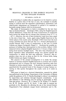 seasonal changes in the energy balance of the english sparrow
