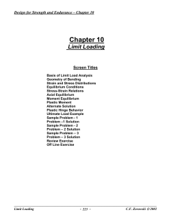 Chapt. 10 Limit Loads - Design for Strength and Endurance