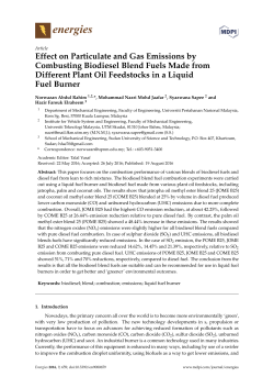 Effect on Particulate and Gas Emissions by Combusting Biodiesel