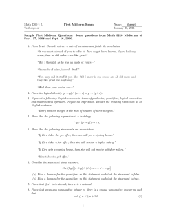Math 2200 &sect; 2. Treibergs &minus;&sigma;&iota;&iota; First Midterm Exam Name: Sample