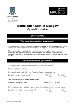 Traffic and health in Glasgow Questionnaire