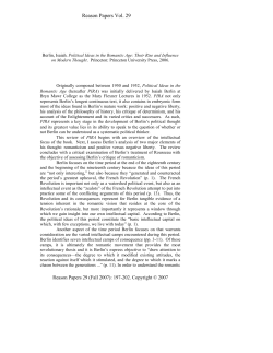 Isaiah Berlin`s Political Ideas in the Romantic Age