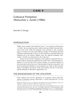 CASE 9 Collusive Predation: Matsushita v