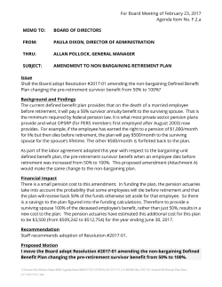 For Board Meeting of February 23, 2017 Agenda Item No