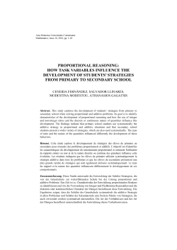 proportional reasoning: how task variables influence the