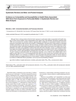 Evidence on Vulnerability and Susceptibility to Health Risks