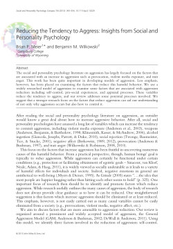 Reducing the Tendency to Aggress: Insights from Social and