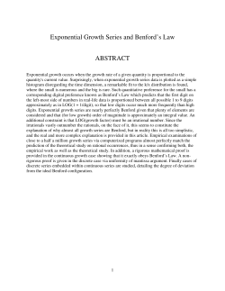 Exponential Growth Series and Benford`s Law ABSTRACT