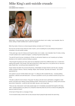 Mike King`s anti-suicide crusade