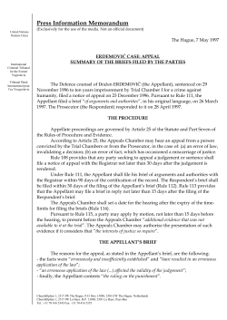 Erdemović Appeal: Summary of the Briefs Filed by the Parties