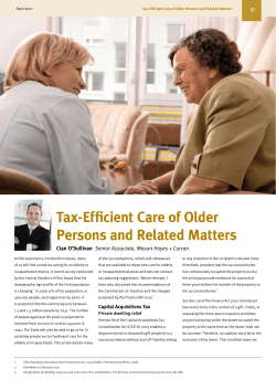 Tax-Efficient Care of Older Persons and Related Matters