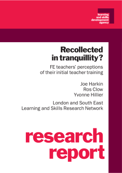 Recollected in tranquility? FE teachers` perceptions of their initial