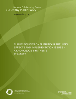 Public Policies on Nutrition Labelling