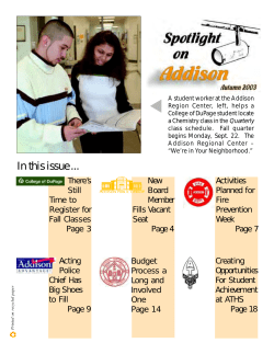 In this issue - Village of Addison