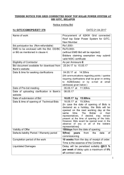 Notice inviting Bid No:GITC/CGMOPS/EST/ 378 DATE:21.04.2017