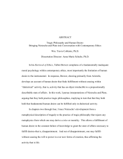 ABSTRACT Tragic Philosophy and Human Desire: Bringing