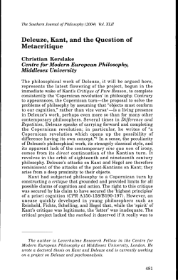 Deleuze, Kant, and the Question of Metacritique