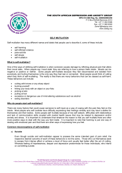 What is Self Mutilation - South African Depression and Anxiety