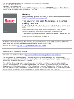Nostalgia as a meaning-making resource