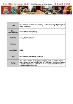 Title The effect of anchors and training on the reliability of perceptual