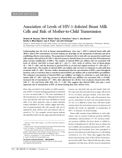 Association of Levels of HIV-1—Infected Breast Milk Cells and Risk