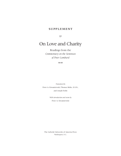 Supplementary aterials for Thomas Aquinas`s On Love and Charity