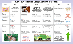 April 2016 Hanna Lodge Activity Calendar