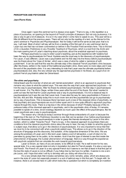 Perception and Psychosis - The London Society of the New