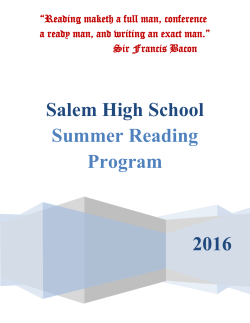 Summer Reading Program 2016 - Salem City School District