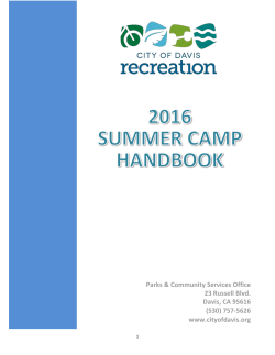 City of Davis Recreation - 2016 Parent Handbook for all camps