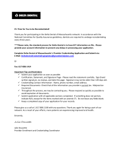 Recredentialing Application - Delta Dental of Massachusetts