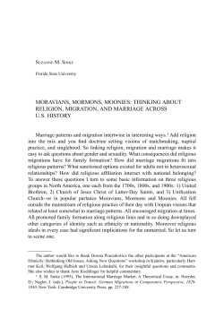 MORAVIANS, MORMONS, MOONIES: THINKING ABOUT RELIGION