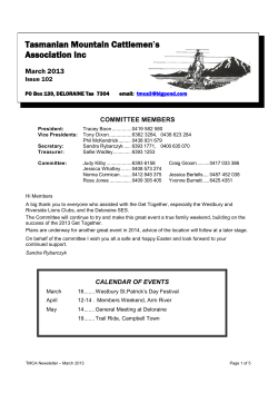 March 2013 - Tasmanian Mountain Cattlemen`s Association