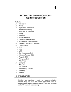 SATELLITE COMMUNICATION &ndash; AN INTRODUCTION