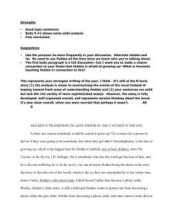 HOLDEN`S TRANSITION TO ADULTHOOD IN THE CATCHER IN